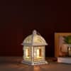 White Metal Lantern with Floral Cutouts