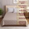 Beige Floral Cotton 400 Tc Flat Single Bed Size Bedsheet With 2 Pillow Covers