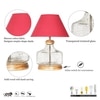 Tuscan Glass and Wood Table Lamp With Maroon Cotton Shade