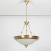 Quoizel Arlo 3-Light Pendant In Pure Brass With Frosted White Glass Shades