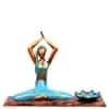 Desert Art Metal Handpainted Blue Yoga Lady Showpiece