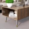 Hexa Engineered Wood Modern Coffee Table With Golden Metal Legs In Flower Wenge