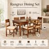Rangrez Sheesham Wood 6 Seater Dining Set in Provincial Teak Finish with Cushioned Chairs