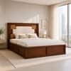 Nayra Solid Wood Compact Queen Bed Box Storage Provincial Teak Finish Mattress 60 x 72 Inches