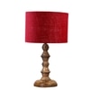 Devansh Maroon Jute Table Lamp With G Wood Natural Base -(7X7X15.5 Inches)-12