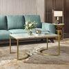 Ivy Rectangular White Marble And Metal Coffee Table In Gold Finish