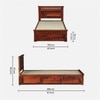 Zvya Solid Wood Single  Size Upholstered Bed With Box Storage (Honey Finish)
