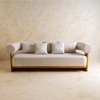 Solace Solid Wood Outdoor Three Seater Sofa in Off White Colour