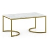 Ivy Rectangular White Marble And Metal Coffee Table In Gold Finish