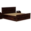 Moglis Solid Wood King  Size Bed With Box Storage Bed Walnut In Finish