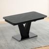 Caribu 4 To 6 Extendable Dining Table In Black Marble Color With High Gloss Finish