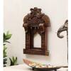 Desert Art Wooden Handpainted Peacock Jharokha Wall Hanging in Copper Colour