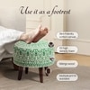 Mandala Fabric Wooden Ottoman in Green Color Set of 2