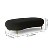 Wooden Twist Borzy Modern Curved Bench with Golden Metal Legs and Soft in Black Colour