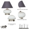 MALOTO Frosted White Glass and Chrome Finish Metal Table Lamp With Black Cotton Shade
