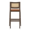 Weber Solid Wood and Cane Bar Chair (Danish Walnut Finish, Nappa Tan Leatherette Colour)