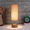 Naomi Beige Natural Fiber Shade Table Lamp with Natural Wooden Base