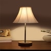 Devansh Off-White Cotton Vintage Lamp With Natural Wood Base & Steel Pipe (12X17.75)