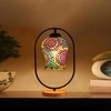 Devansh Multicolor Glass Wooden & Iron  Table Lamp -17 Inch Height  -Akl