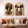 African Lady Tribal Women Wall Art Painting Set of 2 Gold Frame 16 x 24 Inch