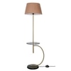 Jigger Metal Multiutility Shelf Floor Lamp With Beige Cotton Shade