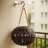 Luxe Home Hanging Bamboo Lantern with Handle or Glass Jar - 2023-241- Cocoa ( 27x36x36 cm )