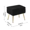 Doe Buck Ribbed Velvet Ottoman Stool in Black Colour with Gold Metal Legs