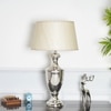 Emlyn Chrome Finish Metal Table Lamp With Off-White Cotton Shade