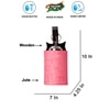 Devansh Solid Wood Electric Wall Light in Brown Colour with Pink Shade Count of 1 Light