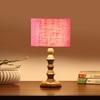 Devansh Pink Jute Table Lamp With  Wood Natural Base (7X7X15.5 Inches)-11