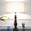 Akira hand crafted Solid wood walnut finish Table Lamp With White Cotton Shade