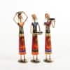 Desert Art Metal Handpainted Rural Lady Showpiece Set of 3 in Red Colour