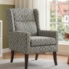 Joan Printed Infinity Grid Fabric Wing Chair in Green Colour
