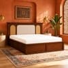Virasat Solid Wood Comfort Queen Bed Hydraulic Storage Provincial Teak Finish Mattress 60 x 78 Inch