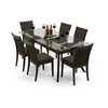 Wesley 6 Seater Dining Table With 6 Dalla Chairs (Chair Colour- Grey , Finish- Dark Walnut)