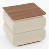 Sora Solid Wood Bedside Table In Beige with Amber Walnut Finish