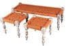Hamilton Sheesham Wood Vintage 3+1+1 Seater Maachi Bench Set With 2 Stools In Orange Rope Canning