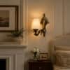 Devansh Metal Electric Wall Light in Gold Colour with off-white Shade Count of 1 Light