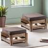 Amber Rosewood Foot Stool with Grey Velvet Cushion