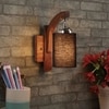 Devansh Solid Wood Electric Wall Light in Brown Colour with Black Shade Count of 1 Light