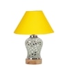 Devansh Conical Yellow Cotton Shade Lamp With Wood & Mosaic Glass Base For Decoration/Office/Home/Gifting/Study For Decoration/Office/Home/Gifting/Study -(10X10X14.5) Inches -A