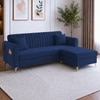 Daraco Velvet L shape 4 Seater Sofa in Navy Blue Color