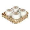 Basket With Jar Set Of 4 In Gold And White Colour