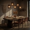 Ventus 5 Series Brown Solid Wood Cluster Hanging Light