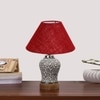 Devansh Conical Maroon Jute Shade Lamp With Wood & Mosaic Glass Base For Decoration/Office/Home/Gifting/Study For Decoration/Office/Home/Gifting/Study -(10X10X14.5) Inches -A