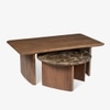 Anish Fusion Solid Wood Nested Coffee Table in Brown Colour