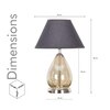 DECADE Smoke Luster Glass and Metal Table Lamp With Black Cotton Shade