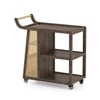 Yura Solid Wood And Cane Bar Trolley (Danish Walnut Finish)