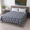 Charcoal Floral Cotton 400 Tc Flat Super King Size Bedsheet With 2 Pillow Covers