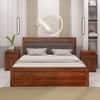 Vrinda Solid Wood King  Size Bed With Hydraulic Storage (Honey Oak Finish)